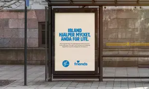 Reklam för IF och Friends. Texten "Ibland hjälper mycket, ändå för lite" och uppmaning att bli månadsgivare mot mobbning.