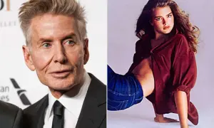 Calvin Klein bredvid en ung Brooke Shields i ikonisk jeanskampanj.