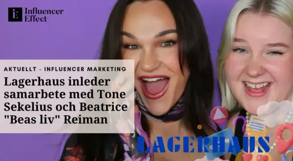 Två glada influencers, Tone Sekelius och Beatrice "Beas liv" Reiman, firar samarbete med Lagerhaus.