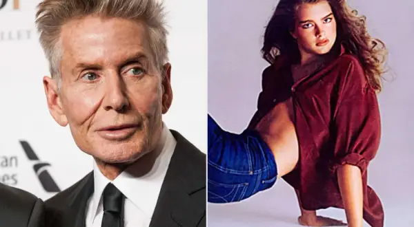 Calvin Klein bredvid en ung Brooke Shields i ikonisk jeanskampanj.