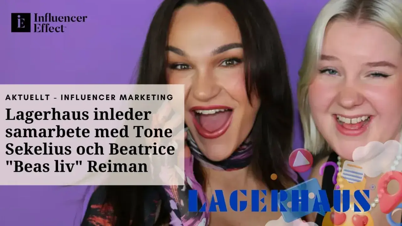 Två glada influencers, Tone Sekelius och Beatrice "Beas liv" Reiman, firar samarbete med Lagerhaus.