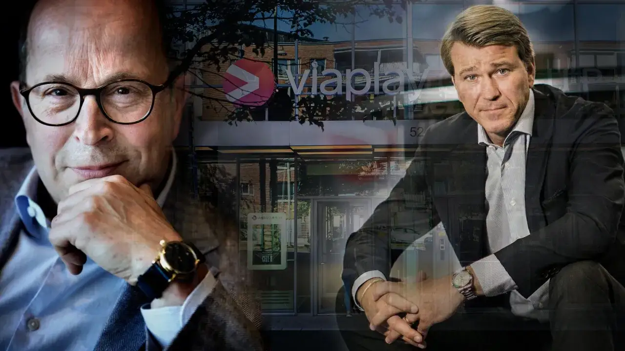 Anders Jensen, en av männen bakom Viaplay, poserar framför företagets byggnad.