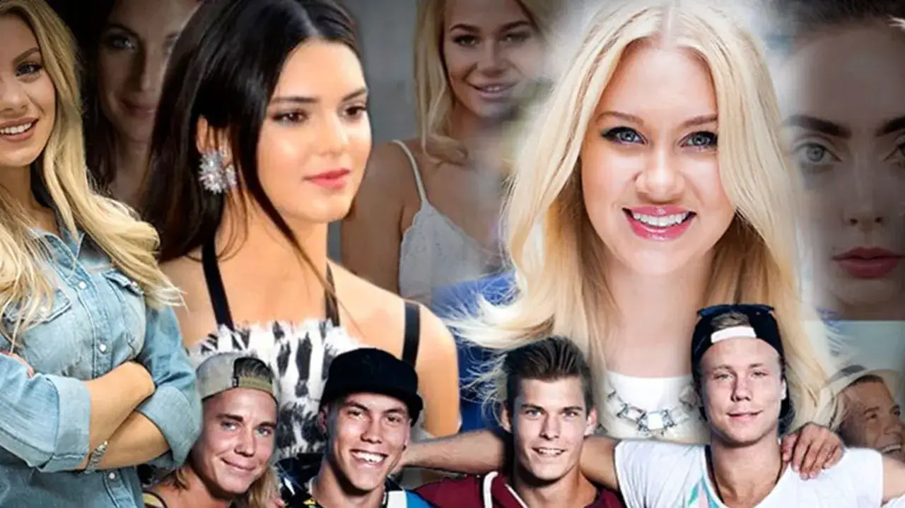 Collage med unga människor, som visar influencers påverkan på unga.