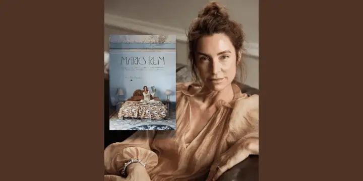 Marie Olsson Nylander bok "Maries Rum" visar en kvinna på en säng. Bredvid syns en närbild på Marie Olsson Nylander själv.